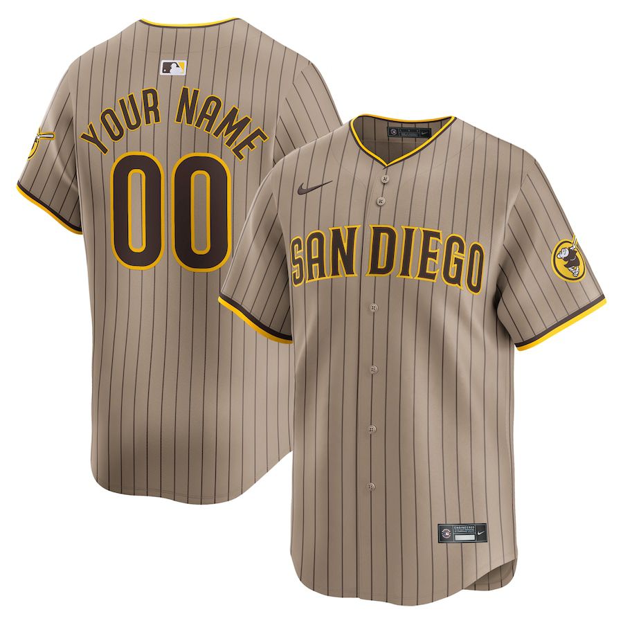Men San Diego Padres Nike Khaki Alternate Limited Custom MLB Jersey->customized mlb jersey->Custom Jersey